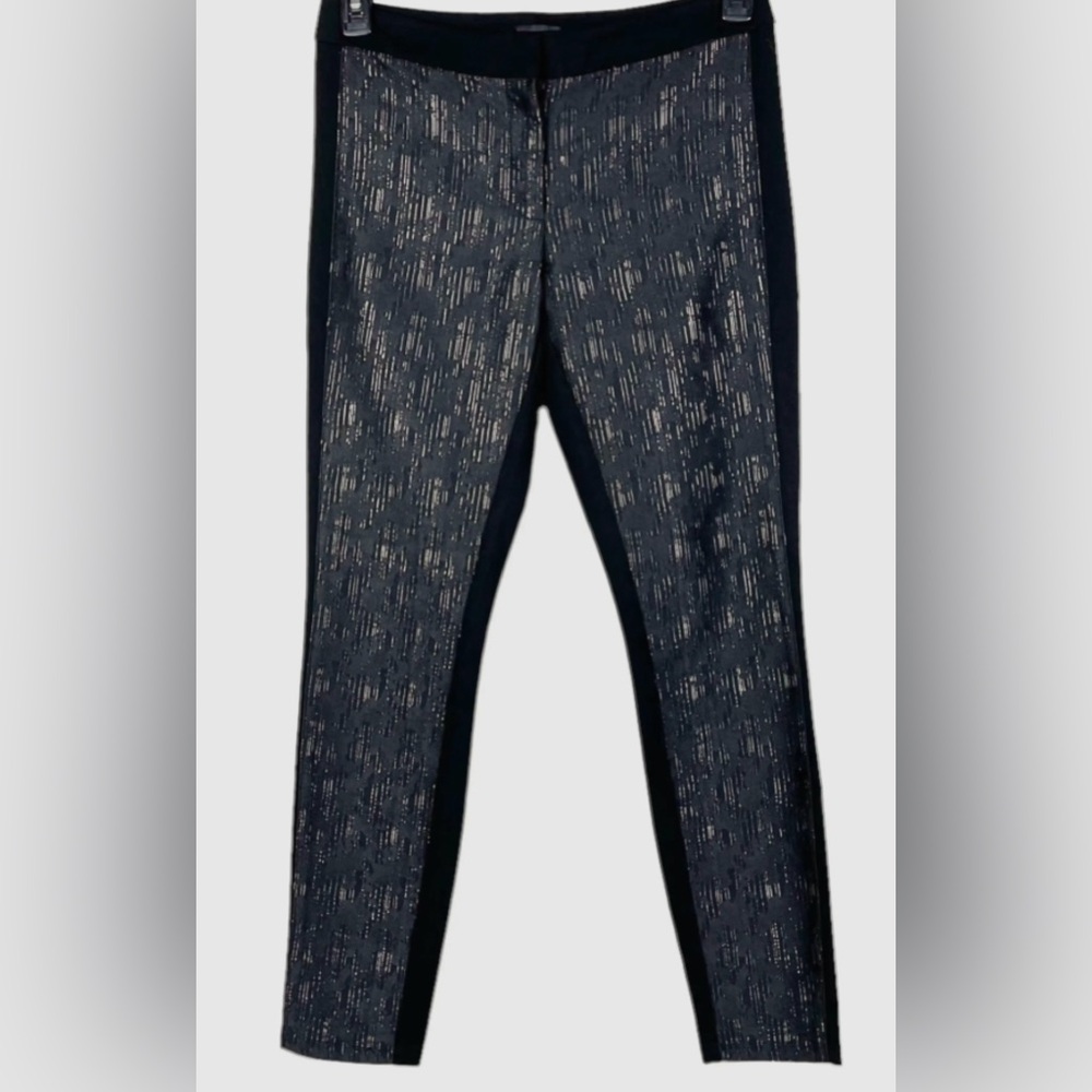 New WHBM The Skinny Black and Metallic Gold Jacquard 
Size 8 Long